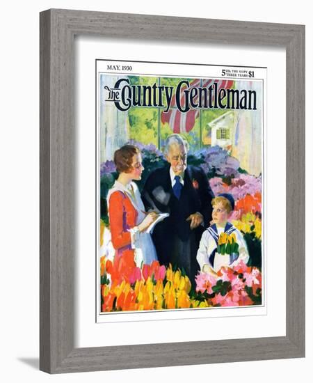 "Buying Flowers for Mother," Country Gentleman Cover, May 1, 1930-Haddon Sundblom-Framed Giclee Print