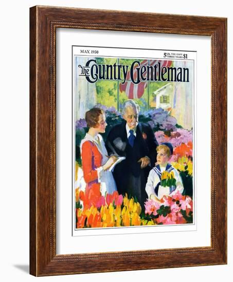 "Buying Flowers for Mother," Country Gentleman Cover, May 1, 1930-Haddon Sundblom-Framed Giclee Print