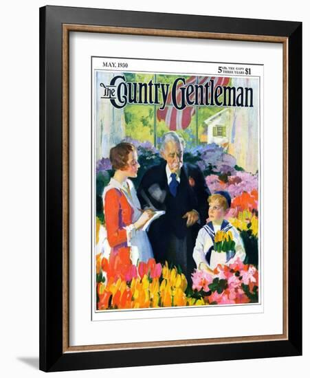 "Buying Flowers for Mother," Country Gentleman Cover, May 1, 1930-Haddon Sundblom-Framed Giclee Print