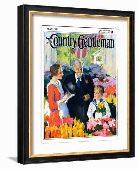 "Buying Flowers for Mother," Country Gentleman Cover, May 1, 1930-Haddon Sundblom-Framed Giclee Print