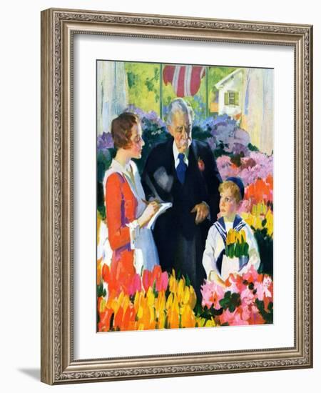 "Buying Flowers for Mother,"May 1, 1930-Haddon Sundblom-Framed Giclee Print