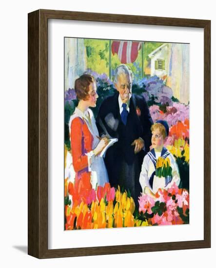 "Buying Flowers for Mother,"May 1, 1930-Haddon Sundblom-Framed Giclee Print