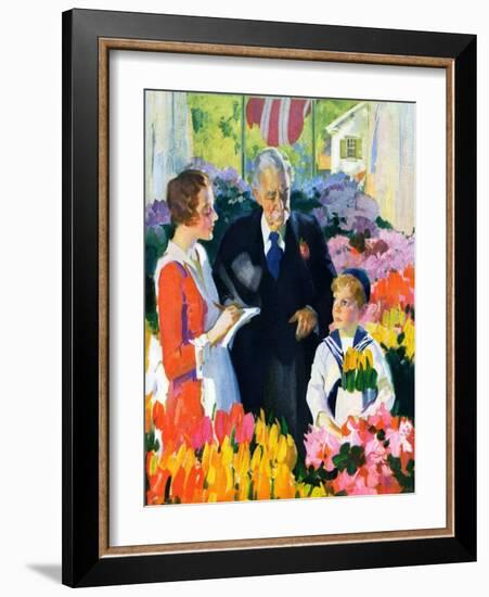 "Buying Flowers for Mother,"May 1, 1930-Haddon Sundblom-Framed Giclee Print