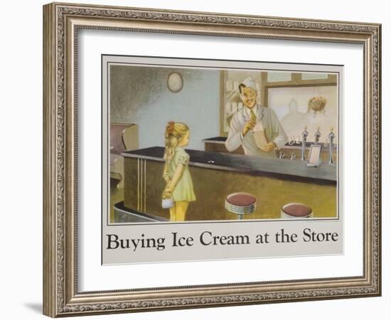 Buying Ice Cream at the Store Poster-null-Framed Giclee Print