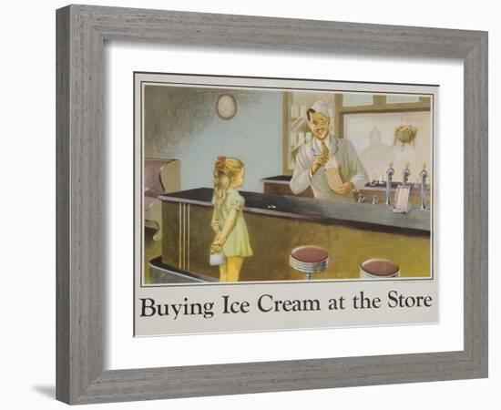 Buying Ice Cream at the Store Poster-null-Framed Giclee Print