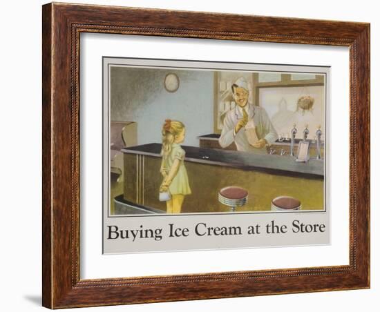 Buying Ice Cream at the Store Poster-null-Framed Giclee Print