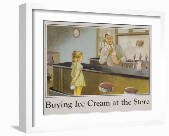 Buying Ice Cream at the Store Poster-null-Framed Giclee Print