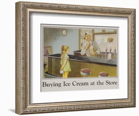 Buying Ice Cream at the Store Poster-null-Framed Giclee Print