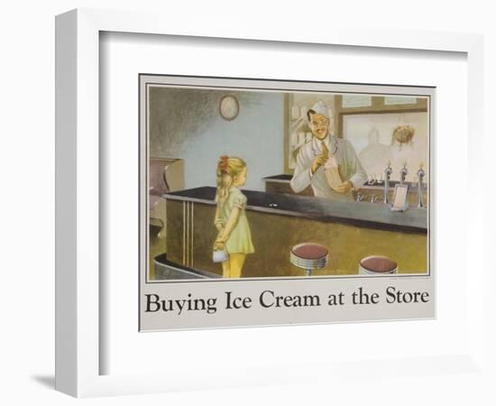 Buying Ice Cream at the Store Poster-null-Framed Giclee Print