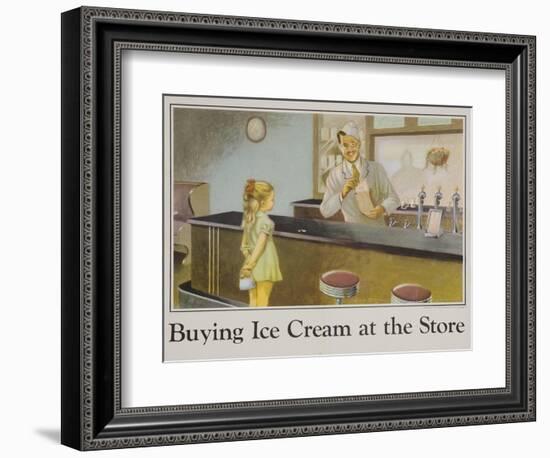 Buying Ice Cream at the Store Poster-null-Framed Giclee Print