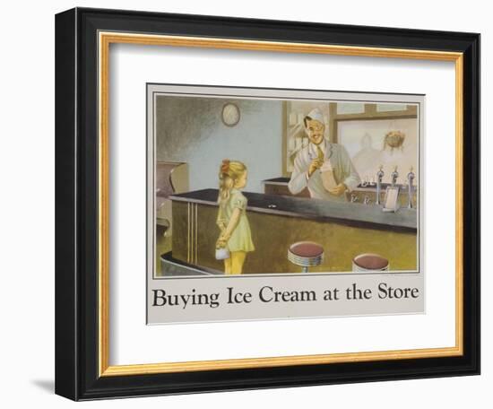 Buying Ice Cream at the Store Poster-null-Framed Giclee Print