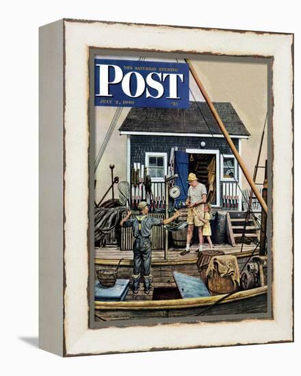 "Buying Lobsters," Saturday Evening Post Cover, July 2, 1949-Stevan Dohanos-Framed Premier Image Canvas