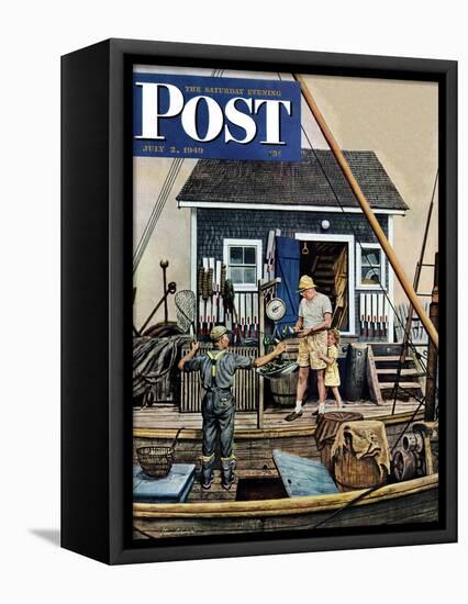 "Buying Lobsters," Saturday Evening Post Cover, July 2, 1949-Stevan Dohanos-Framed Premier Image Canvas