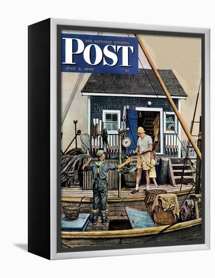 "Buying Lobsters," Saturday Evening Post Cover, July 2, 1949-Stevan Dohanos-Framed Premier Image Canvas