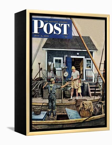 "Buying Lobsters," Saturday Evening Post Cover, July 2, 1949-Stevan Dohanos-Framed Premier Image Canvas