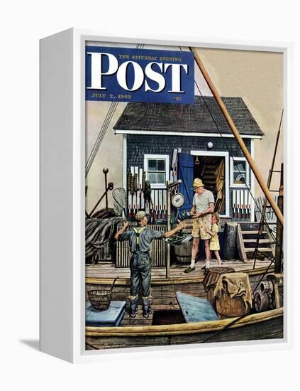 "Buying Lobsters," Saturday Evening Post Cover, July 2, 1949-Stevan Dohanos-Framed Premier Image Canvas