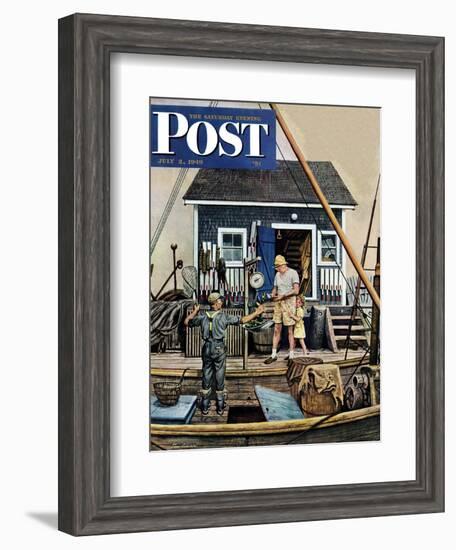 "Buying Lobsters," Saturday Evening Post Cover, July 2, 1949-Stevan Dohanos-Framed Giclee Print