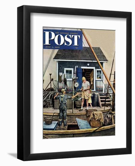 "Buying Lobsters," Saturday Evening Post Cover, July 2, 1949-Stevan Dohanos-Framed Giclee Print