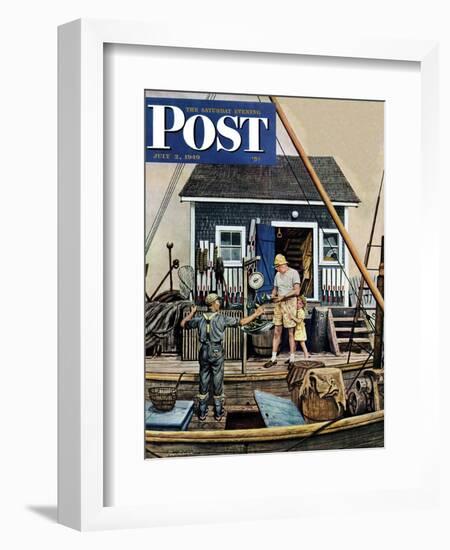 "Buying Lobsters," Saturday Evening Post Cover, July 2, 1949-Stevan Dohanos-Framed Giclee Print