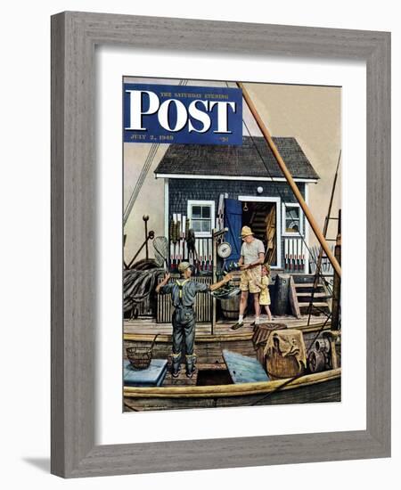 "Buying Lobsters," Saturday Evening Post Cover, July 2, 1949-Stevan Dohanos-Framed Giclee Print