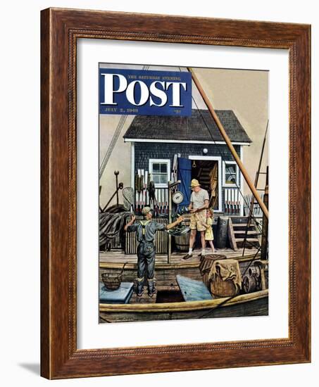 "Buying Lobsters," Saturday Evening Post Cover, July 2, 1949-Stevan Dohanos-Framed Giclee Print