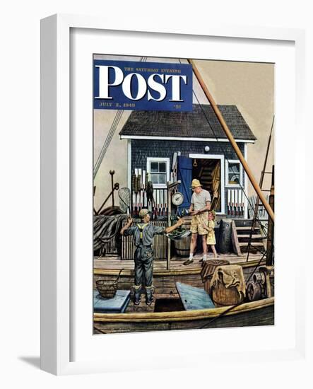 "Buying Lobsters," Saturday Evening Post Cover, July 2, 1949-Stevan Dohanos-Framed Giclee Print