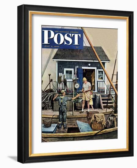 "Buying Lobsters," Saturday Evening Post Cover, July 2, 1949-Stevan Dohanos-Framed Giclee Print