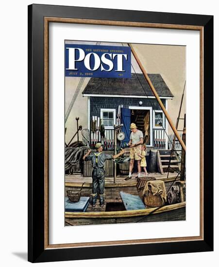 "Buying Lobsters," Saturday Evening Post Cover, July 2, 1949-Stevan Dohanos-Framed Premium Giclee Print