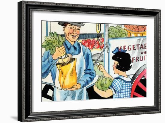 Buying Vegetables-Julia Letheld Hahn-Framed Art Print