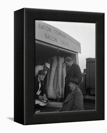 Buying Wholesale Meat from a Danish Bacon Company Lorry, Barnsley, South Yorkshire, 1961-Michael Walters-Framed Premier Image Canvas