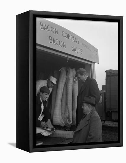 Buying Wholesale Meat from a Danish Bacon Company Lorry, Barnsley, South Yorkshire, 1961-Michael Walters-Framed Premier Image Canvas