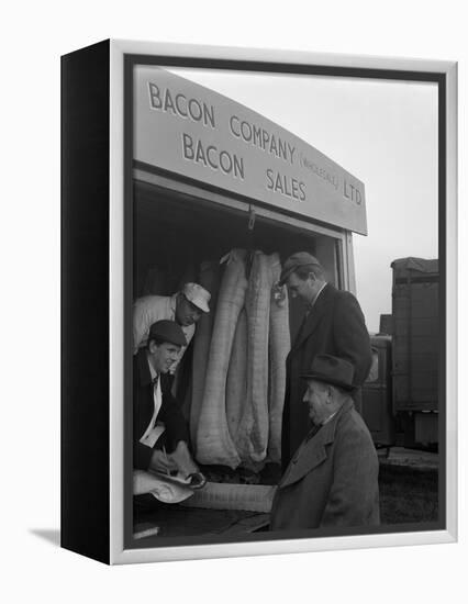 Buying Wholesale Meat from a Danish Bacon Company Lorry, Barnsley, South Yorkshire, 1961-Michael Walters-Framed Premier Image Canvas