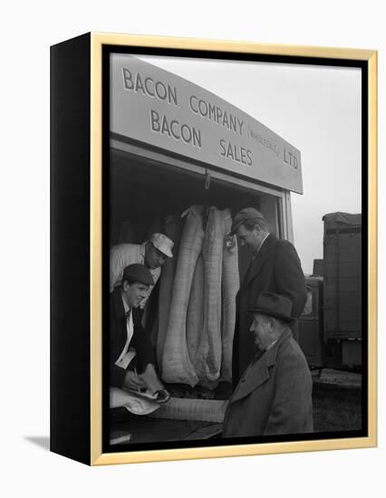 Buying Wholesale Meat from a Danish Bacon Company Lorry, Barnsley, South Yorkshire, 1961-Michael Walters-Framed Premier Image Canvas