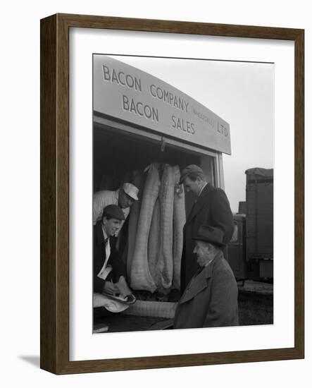 Buying Wholesale Meat from a Danish Bacon Company Lorry, Barnsley, South Yorkshire, 1961-Michael Walters-Framed Photographic Print