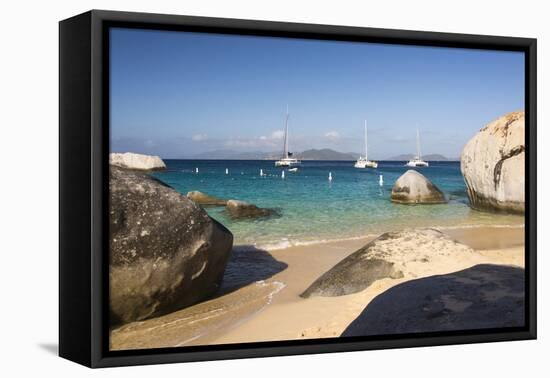 Bvi, Virgin Gorda, the Baths NP, Coastal Beach and Sail Boats-Trish Drury-Framed Premier Image Canvas