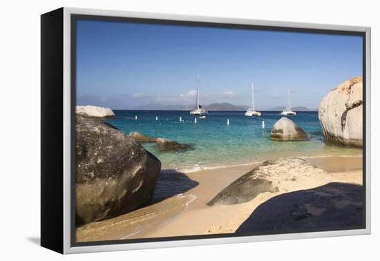 Bvi, Virgin Gorda, the Baths NP, Coastal Beach and Sail Boats-Trish Drury-Framed Premier Image Canvas