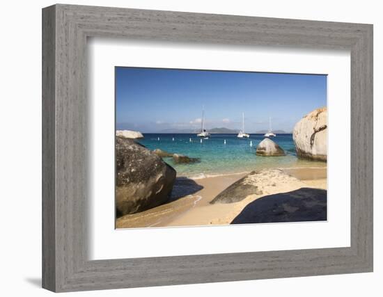 Bvi, Virgin Gorda, the Baths NP, Coastal Beach and Sail Boats-Trish Drury-Framed Photographic Print