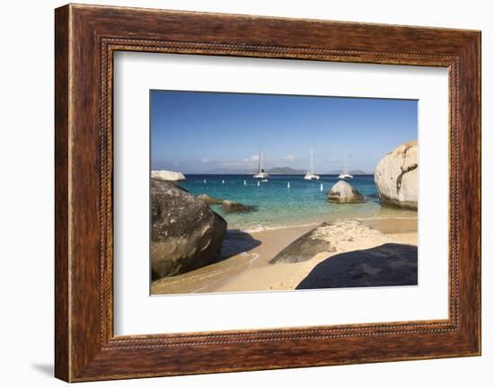 Bvi, Virgin Gorda, the Baths NP, Coastal Beach and Sail Boats-Trish Drury-Framed Photographic Print