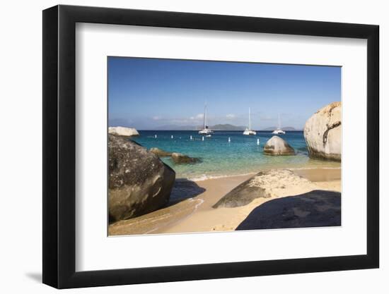 Bvi, Virgin Gorda, the Baths NP, Coastal Beach and Sail Boats-Trish Drury-Framed Photographic Print