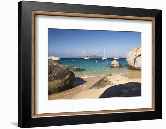 Bvi, Virgin Gorda, the Baths NP, Coastal Beach and Sail Boats-Trish Drury-Framed Photographic Print