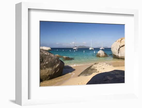 Bvi, Virgin Gorda, the Baths NP, Coastal Beach and Sail Boats-Trish Drury-Framed Photographic Print