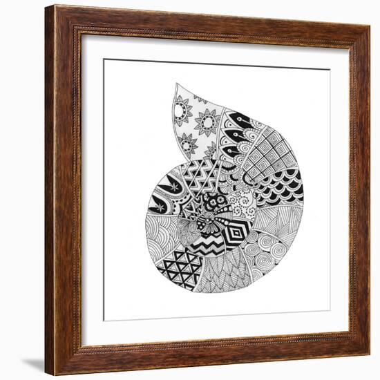 BW Decorated Nautilus-Pam Varacek-Framed Art Print