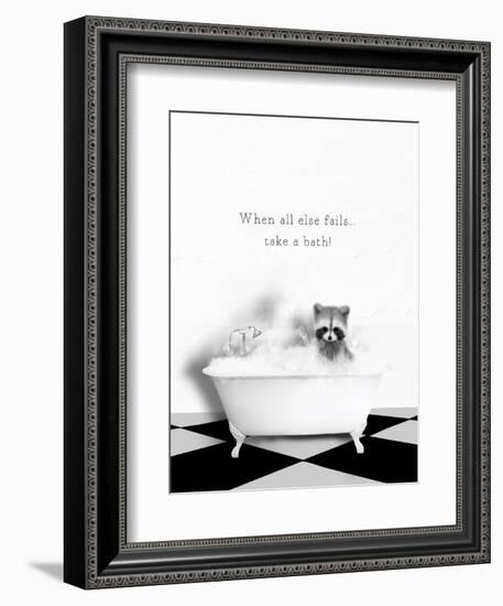 BW Raccoon Bath-Leah Straatsma-Framed Premium Giclee Print