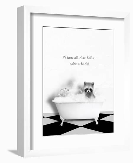BW Raccoon Bath-Leah Straatsma-Framed Art Print