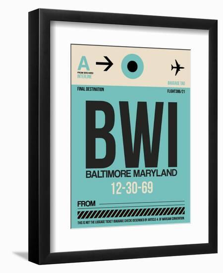 BWI Baltimore Luggage Tag 1-NaxArt-Framed Art Print