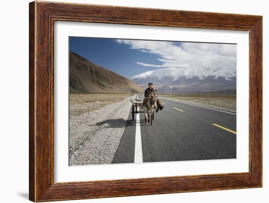 By Donkey on the Karakorum Highway-Reggy-Framed Photographic Print