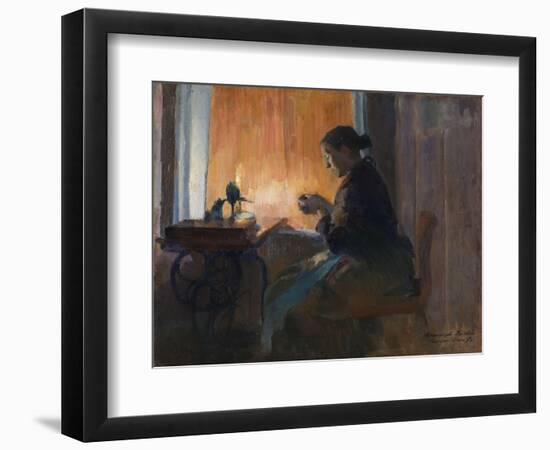 By Lamp Light, 1890 (Oil on Canvas)-Harriet Backer-Framed Giclee Print