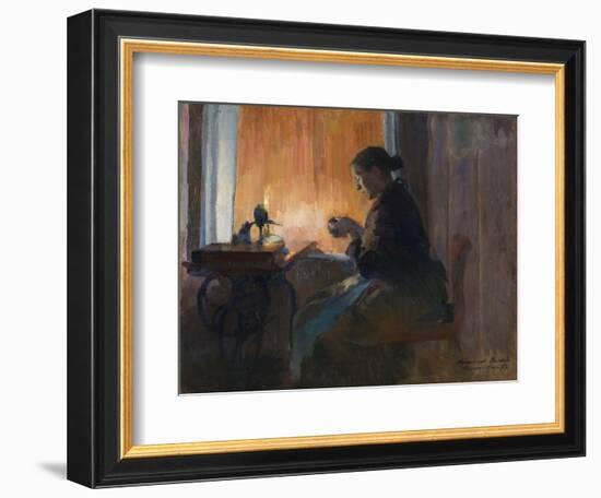 By Lamp Light, 1890 (Oil on Canvas)-Harriet Backer-Framed Giclee Print