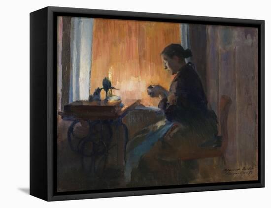 By Lamp Light, 1890 (Oil on Canvas)-Harriet Backer-Framed Premier Image Canvas