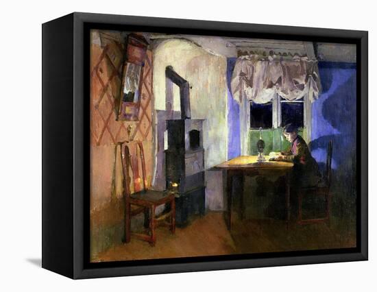 By Lamplight, 1890-Harriet Backer-Framed Premier Image Canvas